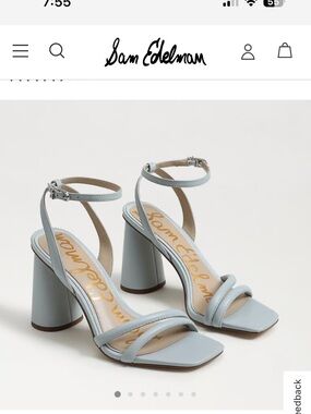 Sam Edelman Ankle-Strap Block Heel Sandals in Light Blue